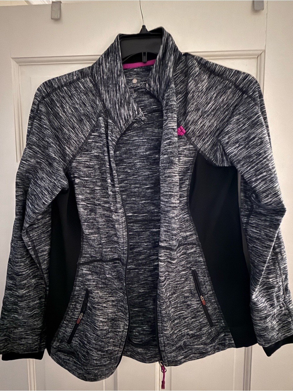 Tangerine Heathered Black & Gray Zip Utility Jacket with Pink Accent